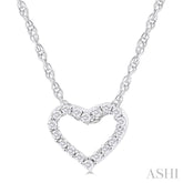 1/20 ctw Heart Shape Round Cut Diamond Pendant With Chain in 10K  White Gold
